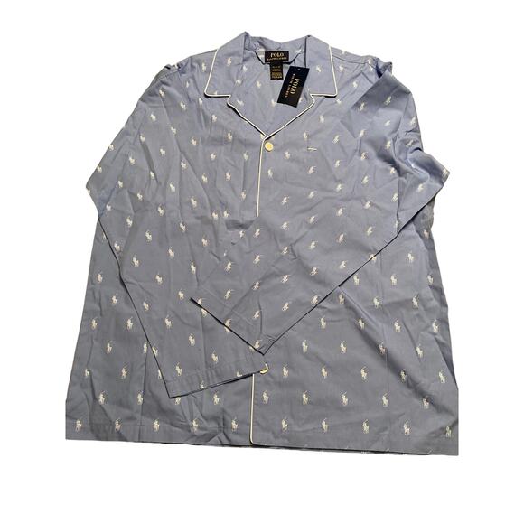 POLO RALPH LAUREN Men's All Over Polo Player Pajama Shirt Baby Blue Size 1X - Picture 1 of 5